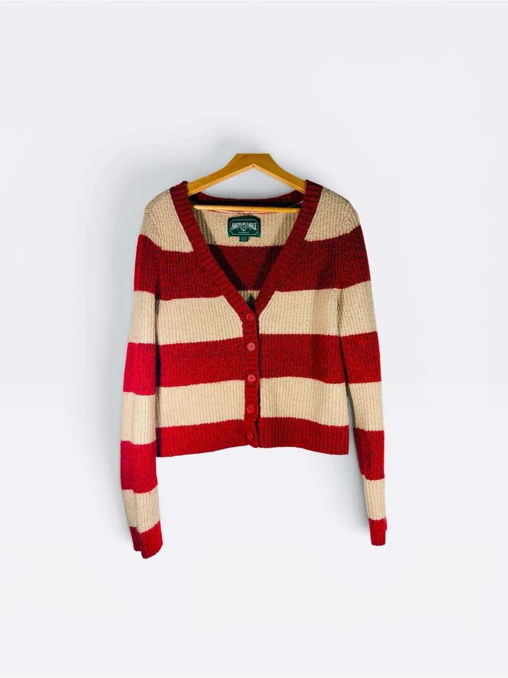 American Eagle Outfitters Red
Beige Striped Cropped Cardigan M